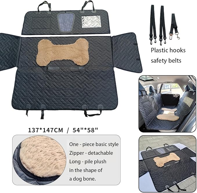 Dog Car Back Seat Cover for Chevrolet Colorado GMC Canyon 2023 2024, Waterproof Scratch Proof Non Slip Pet Hammock Plush Patch Zipper Durable Soft Pet Protector