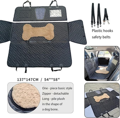 Dog Car Back Seat Cover for Chevrolet Colorado GMC Canyon 2023 2024, Waterproof Scratch Proof Non Slip Pet Hammock Plush Patch Zipper Durable Soft Pet Protector
