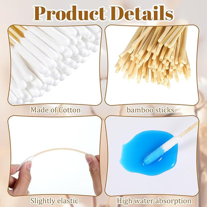 Long Cotton Swab for Dogs Ears, 100 Pcs 6 Inch Long Large Professional Bamboo Handle Swab for Dog Ear Cleaning, Wound Care, Tear Stain Removal