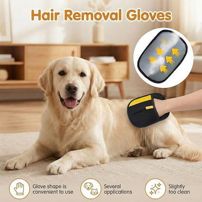 Electrostatic Pet Hair Removal Gloves for Cats & Dogs–Upgraded Reusable Magic Brush Tool for Quick Wiping on Couch,Carpet,Laundry,Car Seat & Pet Beds(3PC,Yellow)