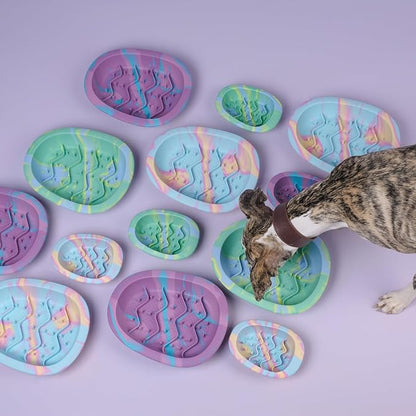 CHEWFFON Easter Dog & Cat Lick Mat Bowls, BPA-Free Silicone Slow Feeder Bowl with Suction Cups, Non Slip Pet Food Bowl Reduces Boredom and Anxiety, Dishwasher Safe, Cotton Candy