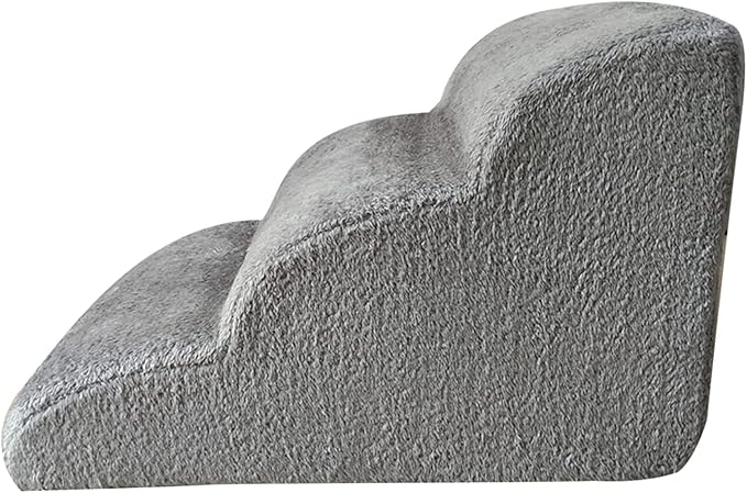 Dog Stairs Ramp for High Bed and Couch, SHUAIGUO Non Slip Pet Ramp Steps with Removable Cover, Extra Wide Pet Ramp with High Density Foam for Small Dog Cat, 3-Tiers