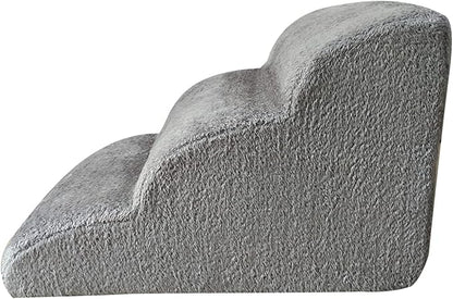 Dog Stairs Ramp for High Bed and Couch, SHUAIGUO Non Slip Pet Ramp Steps with Removable Cover, Extra Wide Pet Ramp with High Density Foam for Small Dog Cat, 3-Tiers