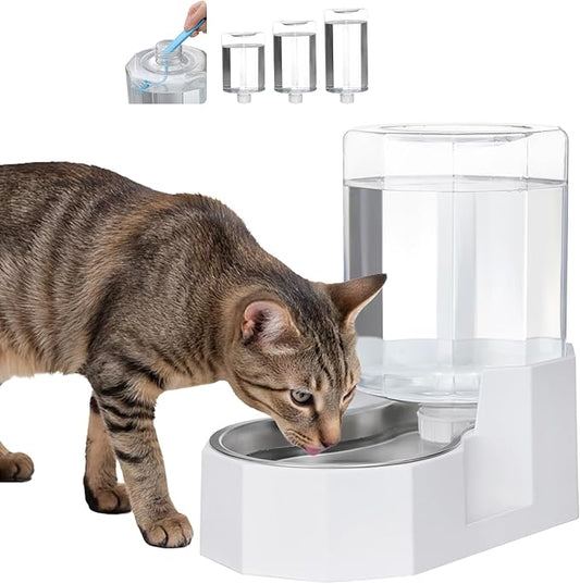 Sfozstra Large Dog Water Dispenser: 4L Stainless Steel Gravity Cat Water Feeder - Quiet Refill - No Power Needed - for Kittens & Cats - Bedroom/Kitchen Corner/Crate Area