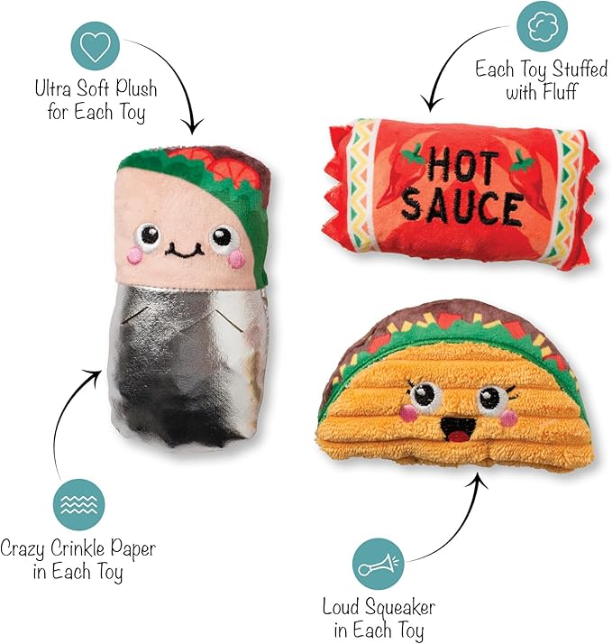 Fringe Studio I GOT The HOTS for You, Small Plush Dog Toy 3PCS Set, PetShop Collection (662107)