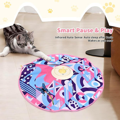 Interactive Cat Toys,Electric Moving Wand Feather, Automatic Fun Mental Stimulation for Bored Indoor Cat Toys, Exercise Kicker Play & Chase for Hide and Seek(Butterfly ASIN B0GDLYC9QC)