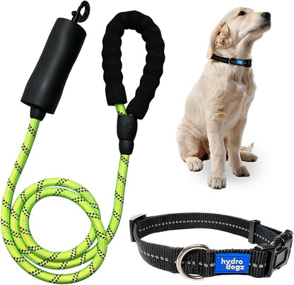 Reflective Padded Floating Leash and Collar Set Bundle Combo, Adjustable Comfortable Durable Collars for Small Medium Large Dogs (1" Collar w/Leash)