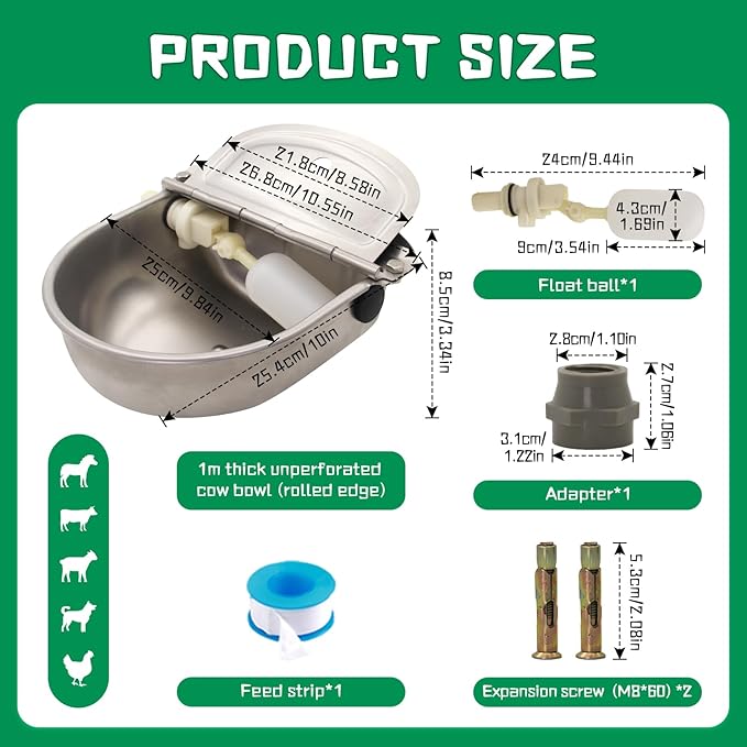Automatic Dog Feeder Trough Bowl Dispenser Waterer for Pet Dog Horse Cattle Goat Sheep Water Stainless Steel Farm Tool