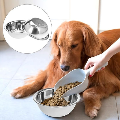 QWORK Stainless Steel Pet Feed Bowls, Set of 4 Metal Dog and Cat Bowl, 8 Inch Diameter, 47oz Capacity for Large Medium Small Dog