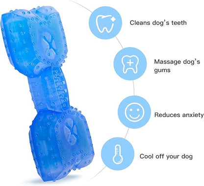 NWK Pet Teether Cooling Chew Toy for Dogs Teething Toy for Puppies, Fit with Treats for More Fun (Chewing Bone)