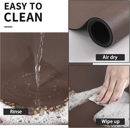 Dog Food Mat - Absorbent Cat Mat for Food and Water, No Stains Pet Feeding Bowl Mat, Easy to Clean Pet Placemats, Quick Dry Dog Water Dispenser Mat for Messy Drinkers | Brown 18"x 28"
