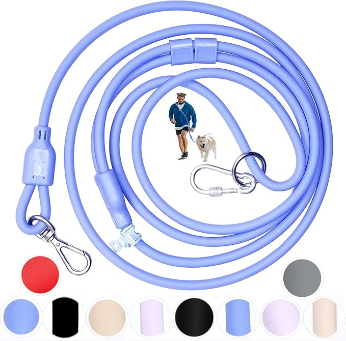 Hands Free Dog Leash Crossbody & Waist for Walking, 9-in-1 No Pull Dog Harness & Leash Set, Heavy Duty Waterproof Slip Lead for Large Medium Breeds (20-120lb, Blue)