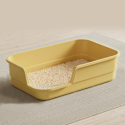 Extra Large Cat Litter Box with High Sides,Cats Boxes for Indoor Cats,Cat Litter Pan for Kitty,Litter Box with Low Entry,Easy to Clean,Anti-Splashing,23.6" x15.7" x5.9" (Yellow)