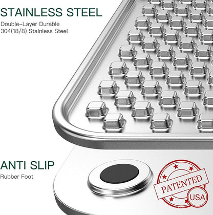 Dual Wall Stainless Steel Large Lick Mat for Dogs & Cats, Chew-Proof Slow Feeder, Anxiety Reducer, Whisker-Friendly for Cats, Non-Slip Heavy Duty Base, Raw Feeding Pad, Dishwasher Safe