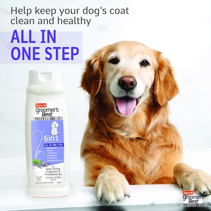 Hartz Groomer's Best Professionals 6-in-1 Dog Shampoo and Conditioner in One, 18 oz (Pack of 2)