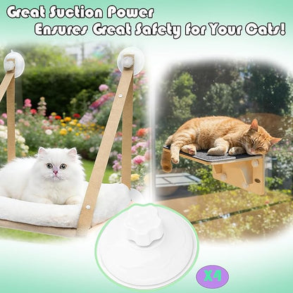 4 Pack Cat Window Perch Suction Cup, Strong Adhesive Replacement Suction Cup with Screws for Foldable & Cordless Cat Window Hammock Seat (Transparent, 85mm Plastic Screws)