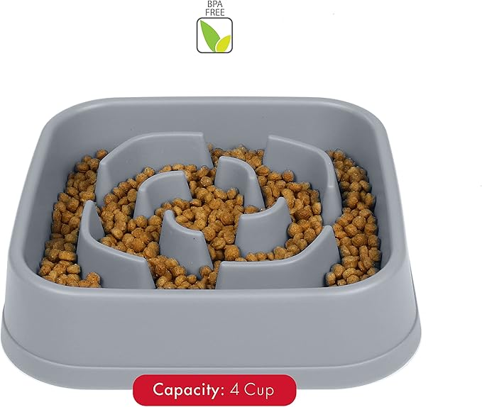 Dexas Seek and Snack Slow Feeder Maze with Non Slip Feet, 4 Cup Capacity, Gray, (PW304429)