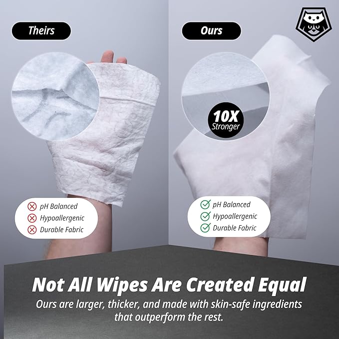 Plant-Based Dog Wipes – Extra Thick, Large, Hypoallergenic, Fragrance-Free Grooming Wipes for Paws & Coats, 60 Count