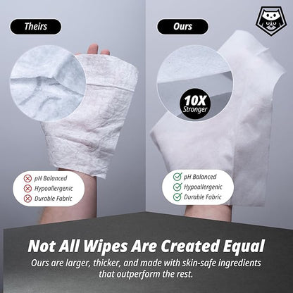 Plant-Based Dog Wipes – Extra Thick, Large, Hypoallergenic, Fragrance-Free Grooming Wipes for Paws & Coats, 60 Count