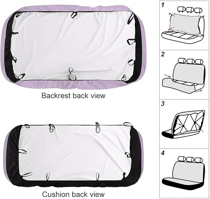 Men's Car Seat Cover, Padded Rear Bench Universal Fit Auto Soft Back Seat Cover, Dirt Proof Dog Car Back Seat Cover Compatible with Light Purple