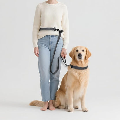 Dog Leash with Adjustable Waist Belt for Running, Crossbody Style for Hands-Free Walking Handheld Dog Walking Leash