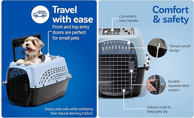 Petmate Dog Crates for Small Dogs & Cat Carriers, Two-Door Plastic Pet Kennel, Top & Front Loading, Made in USA, 24" For Pets Up To 15 lb, Pearl Tan