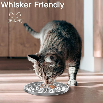 Stainless Steel Lick Mat for Dogs Cats, Slow Feeder Lick Pad for Aggressive Chewers, Non-Slip Heavy Duty Base, Mental Stimulation for Anxiety Reducer, Whisker-Friendly for Cat