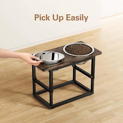 Zarler Elevated Dog Bowls for X-Large and Large Breed, 5 Adjustable Heights from 8.2'' - 17.3'', 2 Stainless Steel Bowls, 8.2'',11.8'',13.7'',15.7'',17.3'' Raised Dogs Bowls Stand