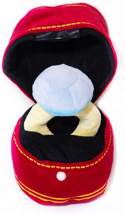 Glow Pups Dog Toy Diamond Wedding Ring Plush Puppy Toy with Squeaker, Durable Materials, Interactive, Soft and Comfortable, Engagement Ring, Ideal for Small Dogs - Red