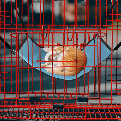 Cat Hammock for Cage Hanging ，Summer Breathable Coolness Oxford Cat Hammock Bed，with Straps and Metal Hooks Bed for Cats Small Dogs Rabbits