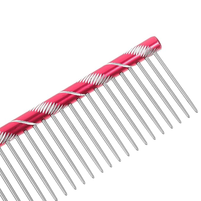 UEETEK Stainless Steel Pet Shedding Comb for Dogs Cats Grooming Tool with Different Spaced Teeth 6.29 Inch Fur Removal Trimming Comb