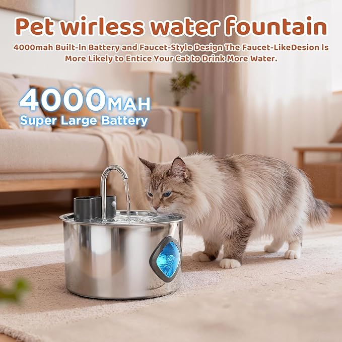 Cat Water Fountain Filter Replacement 12-Pack (8 Carbon Filters + 4 Pump Sponges) Compatible with 2.2L/3L/3.2L/3.5L Stainless Steel Pet Fountains