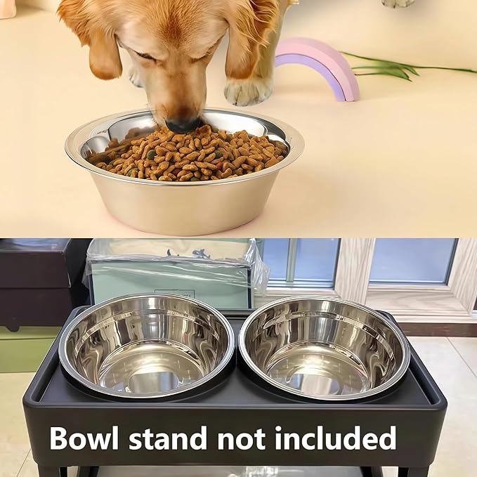 kathson 2 Pack Stainless Steel Dog Bowls, Dog Water and Food Bowl Set, Metal Puppy Bowls, Pet Dishes for Small Dogs and Cats