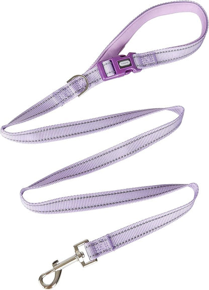 Reflective Nylon Dog Leash, Handle Padded with Neoprene, for Small Medium Large Dog.(S, Lilac Purple)