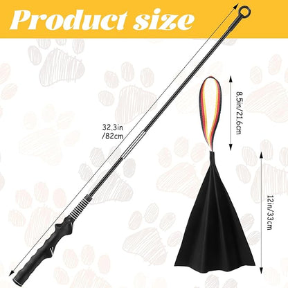 Breling 2pcs Leather Bite Rag for Dog Training with Pole Leather Dog Toy Rope for Aggressive Chewers, Puppy Toy to Build Prey Drive, Train Bite Grip, Play Tug of War Game with Handle