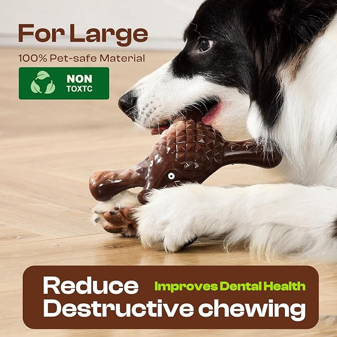 Indestructible Dog Chew Toy for Aggressive Chewers – Tough Nylon Super Chewer Toy, Bacon Flavor, Long-Lasting & Heavy-Duty, Teeth Cleaning & Boredom Relief for Large Breed Dogs