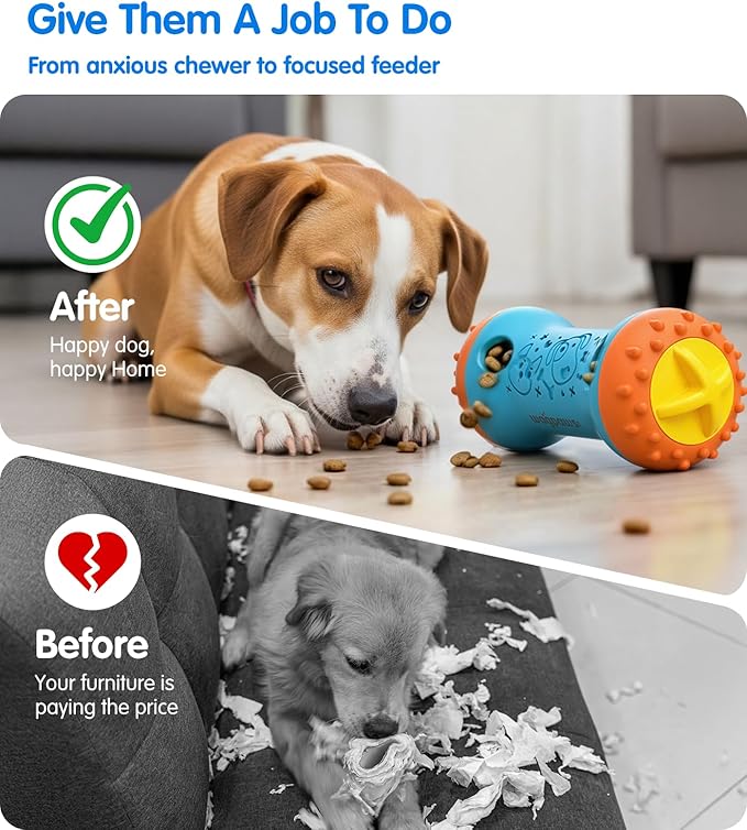Dog Puzzle Toy Slow Feeder for Small To Mideum Dogs, Interactive Dog Chew Toy for Boredom, Brain Engaging Adjustable Treat Dispensing Dog Cat Toys Gift with Scent Release Holes Dishwasher Safe