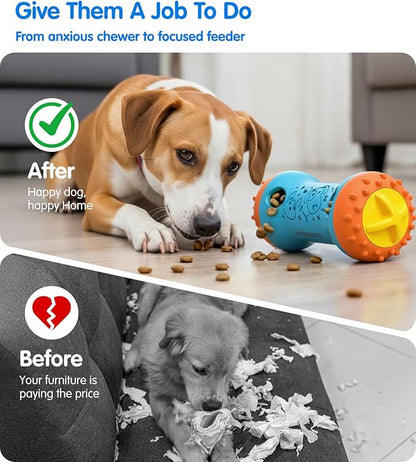 Dog Puzzle Toy Slow Feeder for Small To Mideum Dogs, Interactive Dog Chew Toy for Boredom, Brain Engaging Adjustable Treat Dispensing Dog Cat Toys Gift with Scent Release Holes Dishwasher Safe
