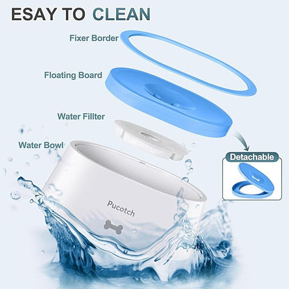 Dog Water Bowl No Spill 2L/70oz Spill Proof Slow Water Feeder for Dogs No Splash Pet Water Bowl Dispenser for Messy Drinkers Vehicle BPA Free