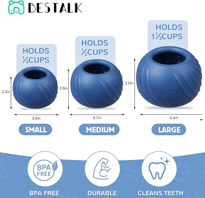 Long-Lasting Dog Lick Toy, Wobbly Dog Enrichment Lick Bowl to Keep Dogs Busy, Interactive Stuffable Dog Treat Feeder for Boredom, Silicone Treat Dispensing Chew Toy(Dark Blue,M)