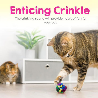 Cat Crinkle Balls 1.5 Inch | 12 Pack | Soft Lightweight Indoor Cat Toys with Durable Crinkle Build and Engaging Crinkle Sound
