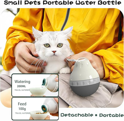 Dog Travel Water Bottle Detachable Bowl Leak Proof Portable ，Silicone Bottle Body，Collapsible and Suitable for Small Pets for Outdoor Walking, Hiking, Travel (Gray, 200ml)