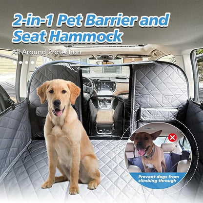Truck Dog Seat Cover Back Seat,Truck Back Seat Extender for Dogs with Escape-Proof Dog Car Barrier,Upgrated Firm FrameDog Car Seat Cover Hard Bottom Holds400lbs,Waterproof Rear Seat Protector