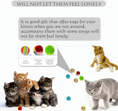 Andiker Mini Cat Ball Toys - 6pcs EVA Foam & Plush Balls, Quiet Indoor Cat Toys for Chew, Chase & Play