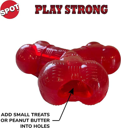 SPOT Play Strong Trident Bone - Durable TPR Long Lasting Dog Chew for Aggressive Chewers, Hole for Treats, Virtually Indestructible Toy for Large Dogs & Puppies up to 90lbs - 6 inch