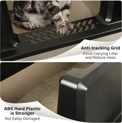 XXXL Stainless Steel Litter Box with Lid, Jumbo 28"x20"x14" Metal Litter Box with High Sides, Cat Litterbox Extra Large for Big Kitty, Multiple Cats, Never Absorbs Odors, Non-Stick