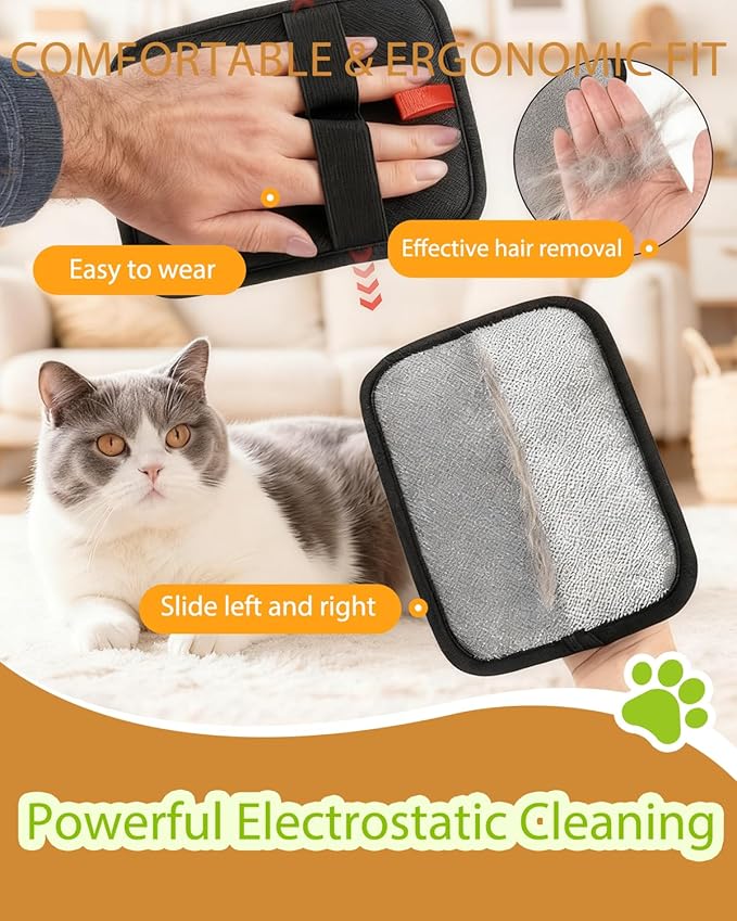 Electrostatic Pet Hair Remover Magic Brush,Quick Wiping - Dog & Cat Hair Removal Glove,Reusable Dog Fur Remover Mitt,Cat Grooming Gloves Brush for Furniture