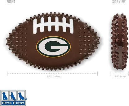 NFL Green Bay Packers Mega- Chew Hard Nylon Bacon-Flavored Dog Bone Football Chew Toy Interactive Tasty Fun Dog Chewy Toys Indestructible Strong Durable Tough Pet Biting Playtoy for Aggressive Chewers