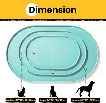 Dog Food Mat,Raised Edges Pet Food Mats for Spill Containment,BPA-Free Silicone Cat Dog Feeding Mat for Floor Waterproof,Rubber Pet Placemats for Food and Water Bowls 1/2 Inch