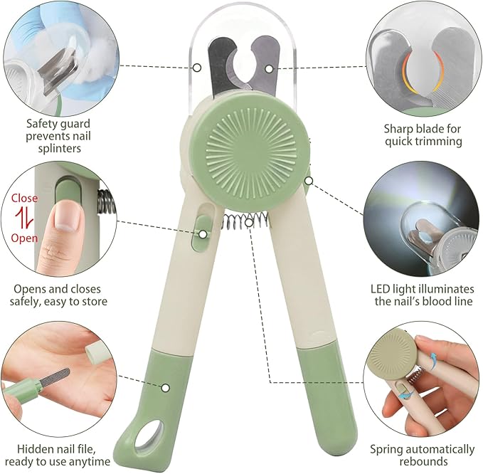 LED Light Pet Nail Clipper, Safe Quick Sensor Trimmer with Bloodline Detection, Sharp Blades for Dogs and Cats